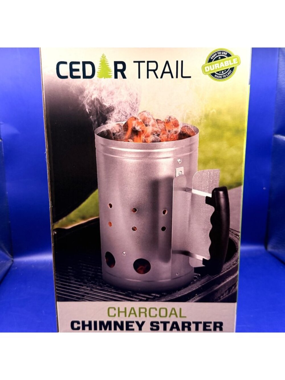 Cedar Trail Charcoal Chimney Starter Galvanized Steel Quick Ignite BBQ Barbecue